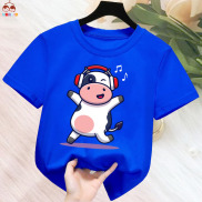 Áo thun cho bé hình con bò sữa nghe nhạc  Bé trai và gái.áo cho bé từ