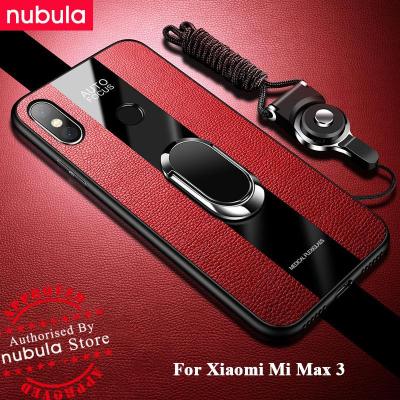NUBULA untuk Xiaomi Mi Max 3 Casing PU Leather Protective Case Soft Edge Xiaomi Max 3 Shockproof Cover Silicone Phone Case With Holder Lanyard For Xiaomi Mi Max 3