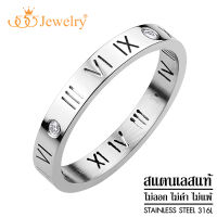 555jewelry แหวนฉลุลายเลขโรมันพร้อมประดับเพชร CZ รุ่น MNC-R729 แหวนผู้หญิง แหวนคู่ แหวนคู่รัก เครื่องประดับ แหวนผู้ชาย แหวนแฟชั่น  [R40]