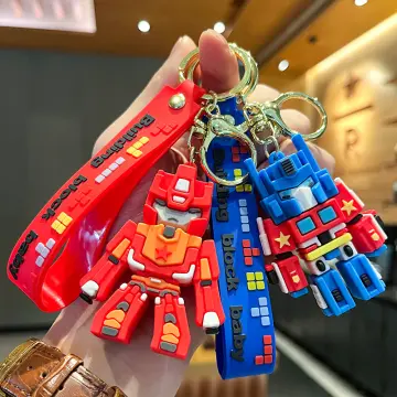 Cartoon Movie Transformer Key Chain Optimus Prime Bumblebee Robot Key Chains Silicone Car Key Chain Bag Pendant Keyring Friends