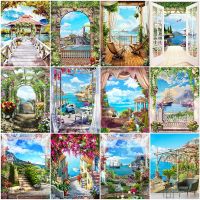 【hot】❄✈✷  MomoArt New Arrival Painting Seaside Window 5D Embroidery Landscape Mosaic Door Town Wall