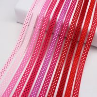 5 Meter/Lot Multi Color Polka Dots Printed Grosgrain Ribbons Swiss Dots Satin Ribbon DIY Gift Crafts Wrapping 6MM 9MM 3/8 Inch Gift Wrapping  Bags