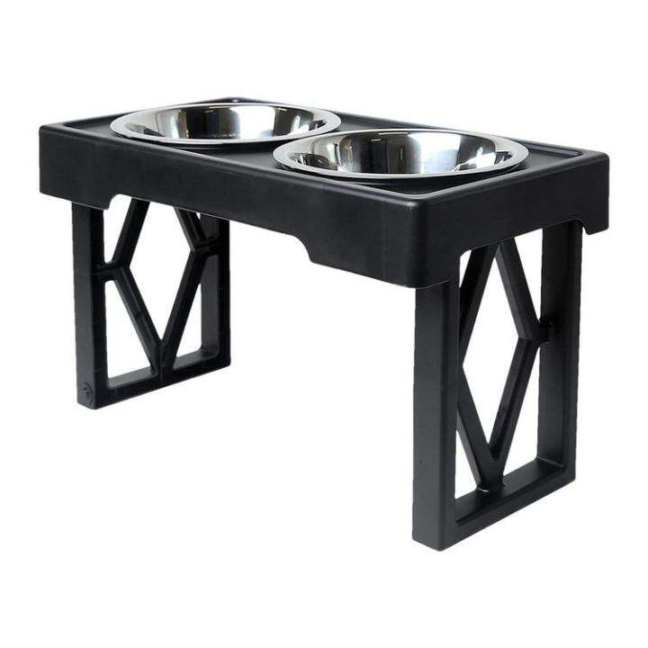 Pet Zone Designer Diner Adjustable Elevated Dog Bowls for Large Dogs,  Medium and Small - Raised Dog Bowl Stand 2 Dog Food Bowls for Food and Water  Double Stainless Steel, 3 Heights