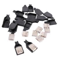 FDYE45 ทนทาน DIY ประเภทปลั๊ก หญิง ขั้วต่อ USB พร้อมฝาพลาสติก อะแดปเตอร์ USB ช่องเสียบ USB