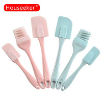 Houseeker 3Pcs ซิลิโคนไม้พายเค้กชุดอุปกรณ์ทำอาหารแปรงน้ำมันเครื่องขูดแป้งเค้กเครื่องมือย่างครีมแปรงครัวเบเกอรี่อุปกรณ์เสริม