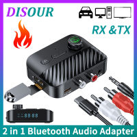 DISOUR บลูทูธไร้สาย5.ตัวรับสัญญาณ2 In 1 3อะแดปเตอร์เสียง/2 RCA/3.5MM Aux/tf/usb U-Disk Hifi ดองเกิลเพลงสเตอริโอพร้อมไมโครโฟน HD และจอแสดงผลแอลอีดีสำหรับ T V PC แอมป์หูฟังลำโพงรถยนต์