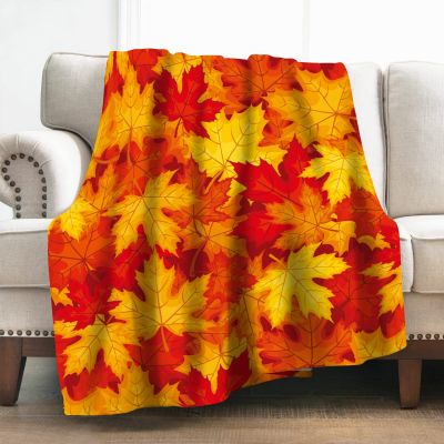 （in stock）Maple Leaf Blanket Gift Female Girl Male Autumn Maple Leaf Thanksgiving Halloween Soft and Comfortable Smooth Blanket（Can send pictures for customization）
