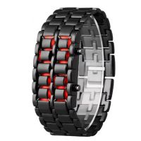 {Miracle Watch Store} ผู้ชาย Led ดิจิตอลนาฬิกา Lava Iron Samurai นาฬิกาผู้ชายสแตนเลสสีดำ LED อิเล็กทรอนิกส์นาฬิกาผู้ชายกีฬานาฬิกา Reloj Hombre