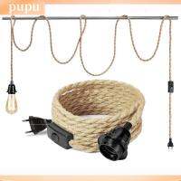 PUPU การตกแต่งบ้าน DIY สำหรับโคมไฟแขวนธรรมดา2เมตรชุด Kabel Lampu เชือกฐานโคมไฟ3M ที่จับโคมไฟ E27เบ้าพลาสติก