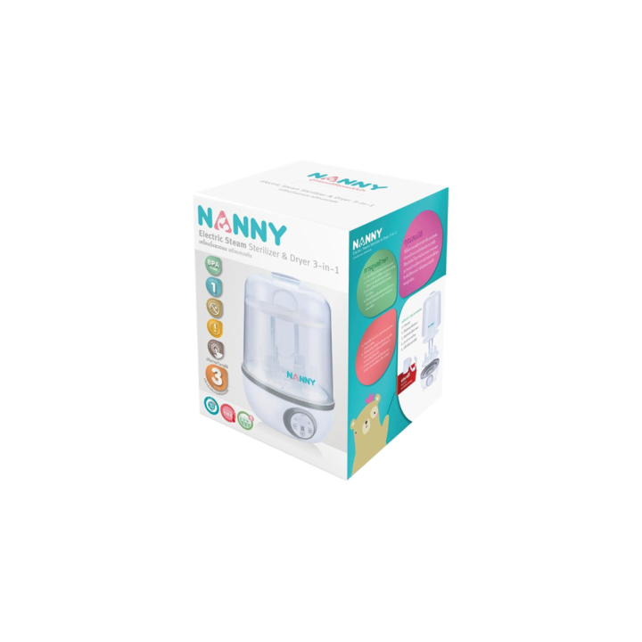 nanny-เครื่องนึ่งขวดนม-เครื่องนึ่งขวดนมไฟฟ้า-3-in-1-พร้อมอบแห้ง-รับประกันนาน-1-ปี