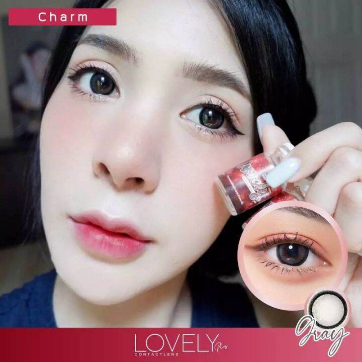 ขายดีที่1-มีค่าสายตา-lovelylens-charm-mini-basis-gray-brown-choco-บิ๊กอาย-สุดปัง-คอนแทคเลนส์-รายเดือน-มีอย-แถมตลับฟรี-เลนส์นิ่ม-สวยปัง