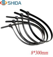 100 pcs 8 x 300 mm Black and White Releasable Nylon Cable Ties Plastic Zip Ties for Computer Wire Management Cable Management