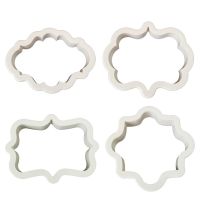 4Pcs/Lot Vintage Plaque Frame Cookie Cutter Set Plastic Biscuit Mould Fondant Cake Decorating Tools Fondant Sugar Craft Molds Bread  Cake Cookie Acces