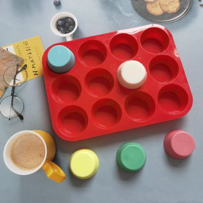 Mini Muffin 12 Holes Silicone Round Mold DIY Cupcake Cookies Fondant Baking Pan Non-Stick Pudding Steamed Cake Mold Baking Tool