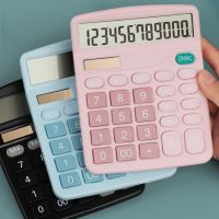 Blue Pink 12 Digit Desk Solar Calculator Big Big Buttons Financial Business Accounting Tool for School Student Office