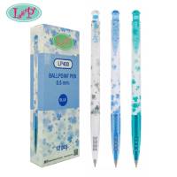 ปากกา LP400-FAN ปากกาลูกลื่น Ballpoint Pen แบบกด หมึกน้ำเงิน 0.5 mm. (12ด้าม/กล่อง)