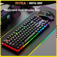 ชุดแป้นพิมพ์และเมาส์เกมเมอร์ไร้สาย J28 RYRA 2.4G แบ็คไลท์ Keyboard Gaming RGB คีย์สำหรับคอมพิวเตอร์พีซีแป้นพิมพ์ชาร์จได้87ปุ่ม