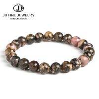 JD หินธรรมชาติสีดำสายสีแดง Rhodochrosite ลูกปัดสร้อยข้อมือผู้หญิง Charms โยคะสมาธิ Amulet Strand กำไล Vintage เครื่องประดับ