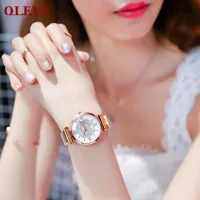 OLEVS woman watch Original Waterproof magnet rose gold strap Roman calendar wrist watch Fashion Luxury diamond watches