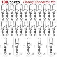 100/50PCS Fishing Swivels And Carabiner Fishhook Fishing Connector Pin Swivel Metal Snap Rolling Swivel Carp Fishing Accessories Accessories