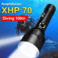 Powerful Deep Diving Led Flashlight XHP70 4 Core Underwater IPX8 Waterproof Dive Light 4 Modes Rechargeable 18650 Lantern Diving Flashlights