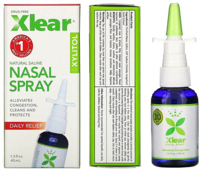 Xlear, Xylitol Saline Nasal Spray, Fast Relief, 1.5 fl oz (45 ml ...