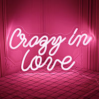 อเมซอน led ป้ายไฟนีออน crazy in love ตัวอักษรบ้าเพื่อความรักการสร้างโคมไฟบรรยากาศบาร์