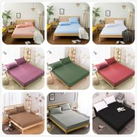 ♦ผ้าปูที่นอน สีล้วน Fitted sheet 3.5  5  6ฟุต รัดมุมรอบเตียง 360องศา Soft เนื้อผ้านิ่ม✹