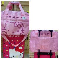 Sanrios Hellokittys กระเป๋าถือการ์ตูนน่ารักกระเป๋าใส่สัมภาระความจุใหญ่น่ารักกระเป๋าสะพายไหล่การจัดเก็บของเบ็ดเตล็ดสไตล์ Jk