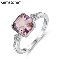 Kemstone ของขวัญเครื่องประดับผู้หญิงคริสตัลสี่เหลี่ยม,เครื่องประดับเงินแท้925สีน้ำตาลอ่อนสวยงามสำหรับผู้หญิง