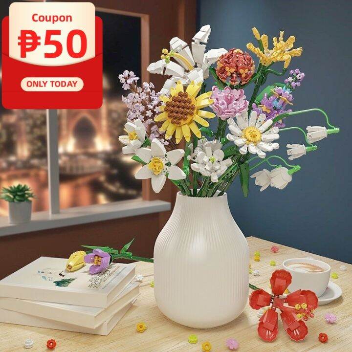 Lego Flower bouquet Sunflower Rose Building Blocks Gift For Girlfriend