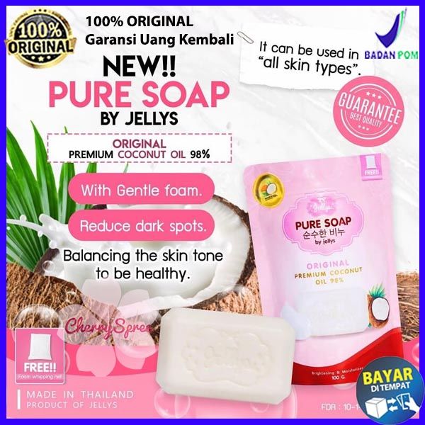 Pure Soap By Jellys Thailand Original Sabun Wajah Muka Dan Badan Original Thailand Hologram 8979