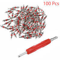 100 PCS ยางรถโลหะผสมสังกะสีก้านวาล์ว Stem Core Part &amp; Wrench Auto Replacement Repair Tools Motorcycle Truck Vehicle Accessories-HHFG STORE