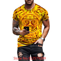 2023 New2022ยอดนิยม R Aztec ปฏิทิน3d พิมพ์เสื้อยืดเม็กซิโกทองสไตล์ตลก Casual Top Breathable และสบาย Sof T เสื้อผู้ชาย