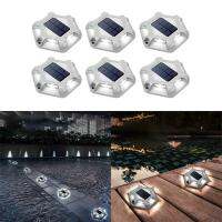 Solar Powered Deck Lights Outdoor Waterproof, Driveway Light 6 LED Dock Lawn for Dock Stairs Driveways Sidewalk