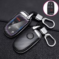 ☎◑ Car Key Case Carbon Fiber Car Remote Key Cover For Fiat Freemont 2018 2019 For Dodge Charger Dart Challenger Durango Jeep Holder