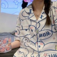 COD cz23 Kawaii Cinnamoroll Sanrio ชุดนอน เสื้อแขนสั้น กางเกงขาสั้น พิมพ์ลายการ์ตูนอนิเมะน่ารัก ทรงหลวม สําหรับเด็กผู้หญิง [RAIN]