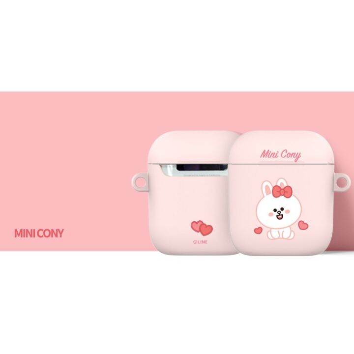 ของแท้-เคสหูฟังแข็ง-กันกระแทก-ลายการ์ตูน-line-friends-brown-cony-sally-พร้อมพวงกุญแจโลหะ-สําหรับ-apple-airpods-3-airpods-pro-airpods-2-1