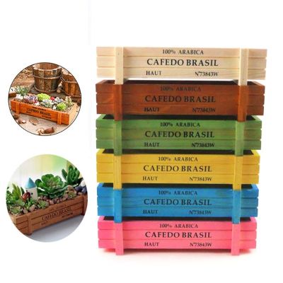 【CC】 Wood Garden Succulent Pot Rectangle Trough Bed gift for office home shopping mart hotel