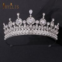 A213 Zircon Wedding Round Crown Luxury Diadem Headband Rhinestone Headpiece Bridal Headwear King Tiaras Princess Hair Jewerly