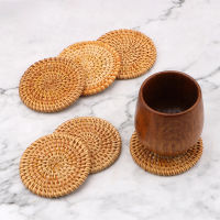 6PcsSet coaster rattan placemat woven tea set mat Kung Fu tea cup holder table plate bowl anti-scalding mat