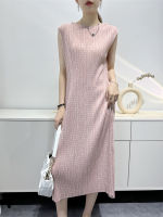 Pleated Letter Print Dress 2022 Summer New Casual Elegant Pleated Dress Mid-Length Slim-Fit Pleated Dress