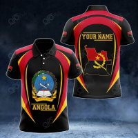 2023 NEW Style Summer Customize Angola Map &amp; Coat Of Arms Unisex Adult Polo Shirtsize：XS-6XLNew product high-quality