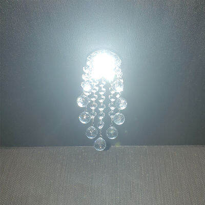 ร้อนที่มีคุณภาพสูง Dia8 * H15.5cm โกลเด้นจี้มินิคริสตัลโคมระย้าระงับ LED ไฟเพดานคริสตัลทางเดินแขวนโคมไฟ