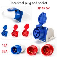 ♟ IP44 Industrial Plug and Socket Waterproof Connector 3PIN 4PIN 5PIN 16A/32A Waterproof Electrical Connection Wall Mount Socket