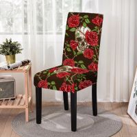 Elastic Dining Chair Cover Strech Skull Print Chair Slipcover Case for Kitchen Stools Wedding Hotel Banquet Decor Funda Silla Sofa Covers  Slips