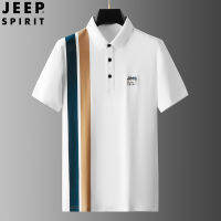 JEEP SPIRIT เสื้อยืดผู้ชาย,เสื้อโปโลแขนสั้นทรงหลวมบางเสื้อยืดลาเพลเกรดสูงฤดูร้อน