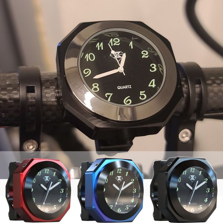 สากลอลูมิเนียม78นิ้ว1นิ้วรถจักรยานยนต์ส่องสว่าง-h-andlebar-เมานาฬิกานาฬิกาเวลา-cnc-โครเมี่ยมรถจักรยานยนต์