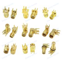 1Pcs Gold Brass SMA / RP-SMA Male / Female Solder PCB Mount Jack Right Angle Coaxial RF Coaxial SMA Connector