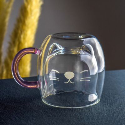 【High-end cups】แก้วแว่นตา WithBottomCoffe ถ้วยทน KungfuMug นมน้ำผลไม้ถ้วย Drinkware วาเลนไทน์39; S ของขวัญวัน